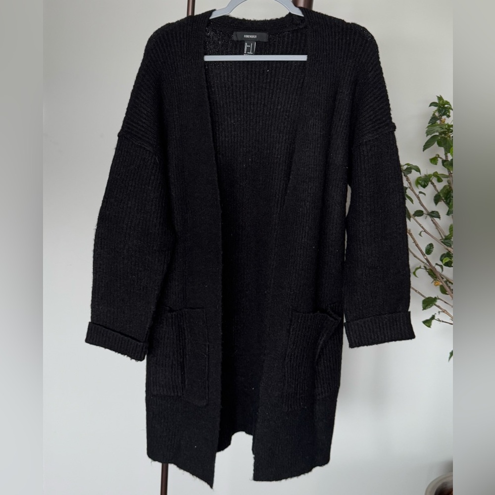 Forever 21 Black Open-Front Cardigan